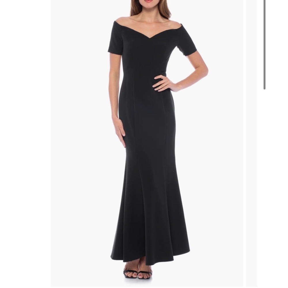 Marina Black Off Shoulder Mermaid Trumpet Gown Short Sleeve Medium Formal